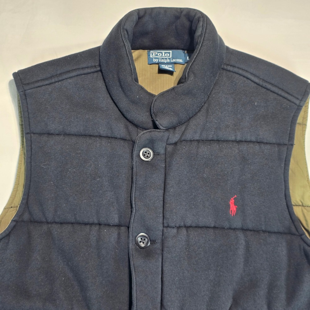 VTG Polo Ralph Lauren Mens Navy Blue Quilted Puffer Vest Large Red Pony - Picture 4 of 15